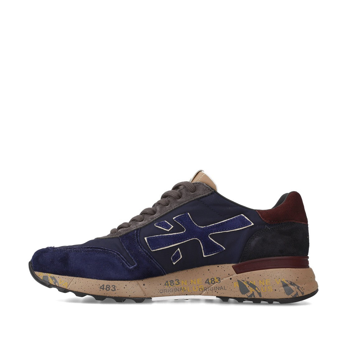 Premiata Mick Sneakers In Blue Suede And Technical Fabric