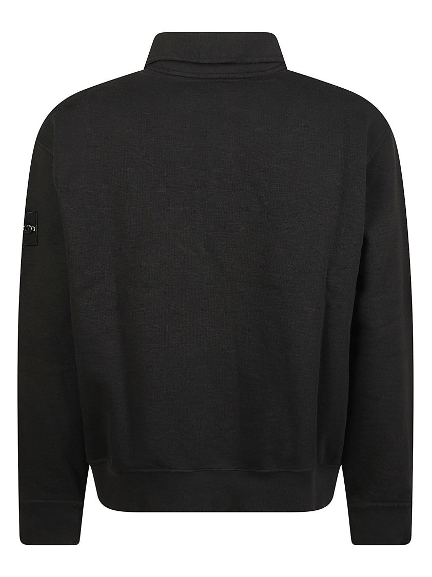 Stone Island Polo Neck Logo Cotton Sweatshirt