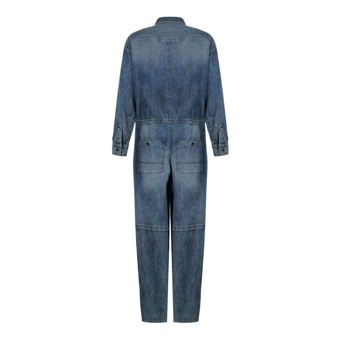 Isabel Marant Denim Jumpsuit With Button-Up Front And Utility Pockets