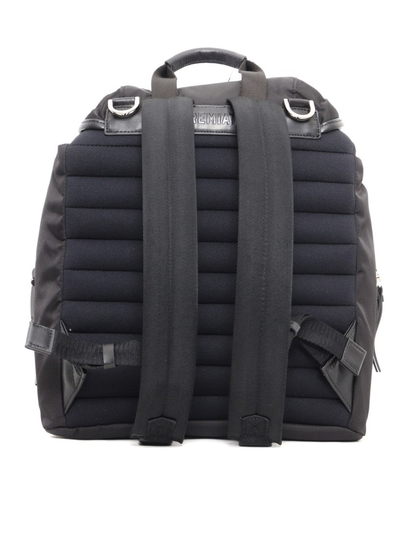 Premiata Black Backpack With Flap Top And Zippered Pockets