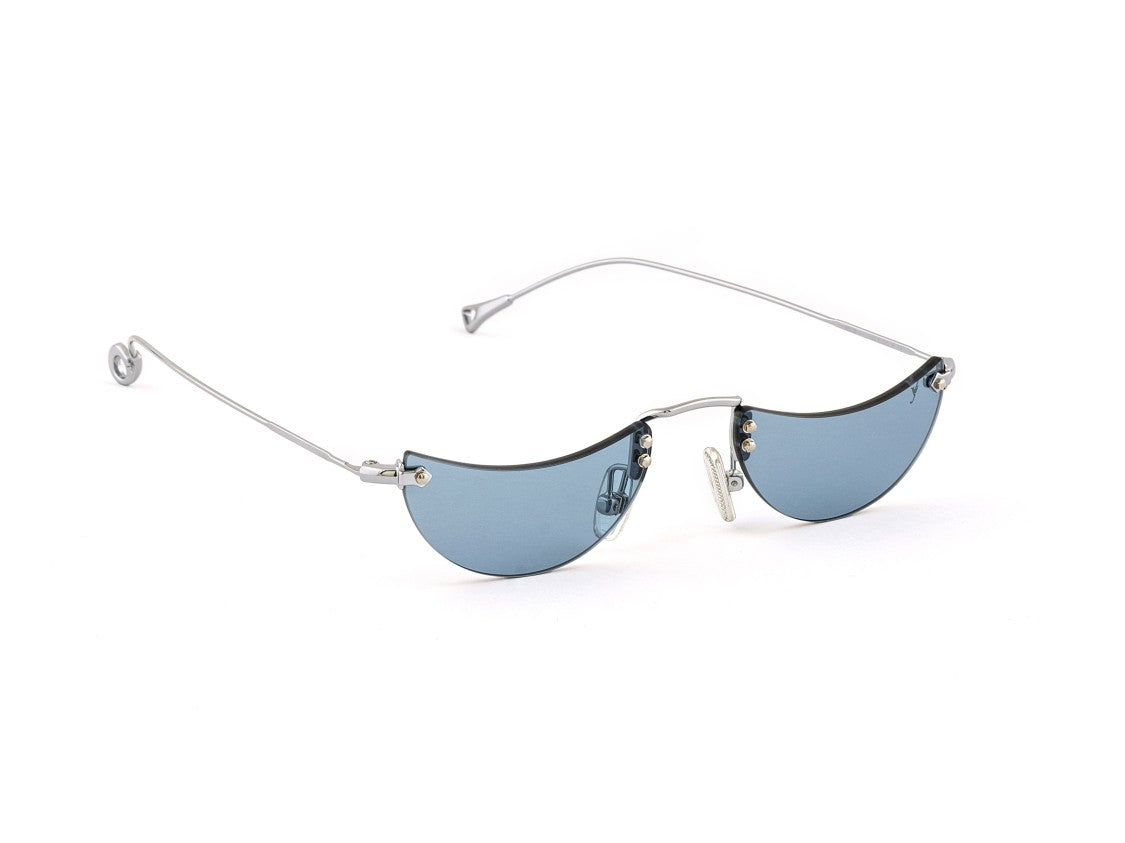 Eyepetizer Blue Eclissi Semi-Rimless Crescent Sunglasses
