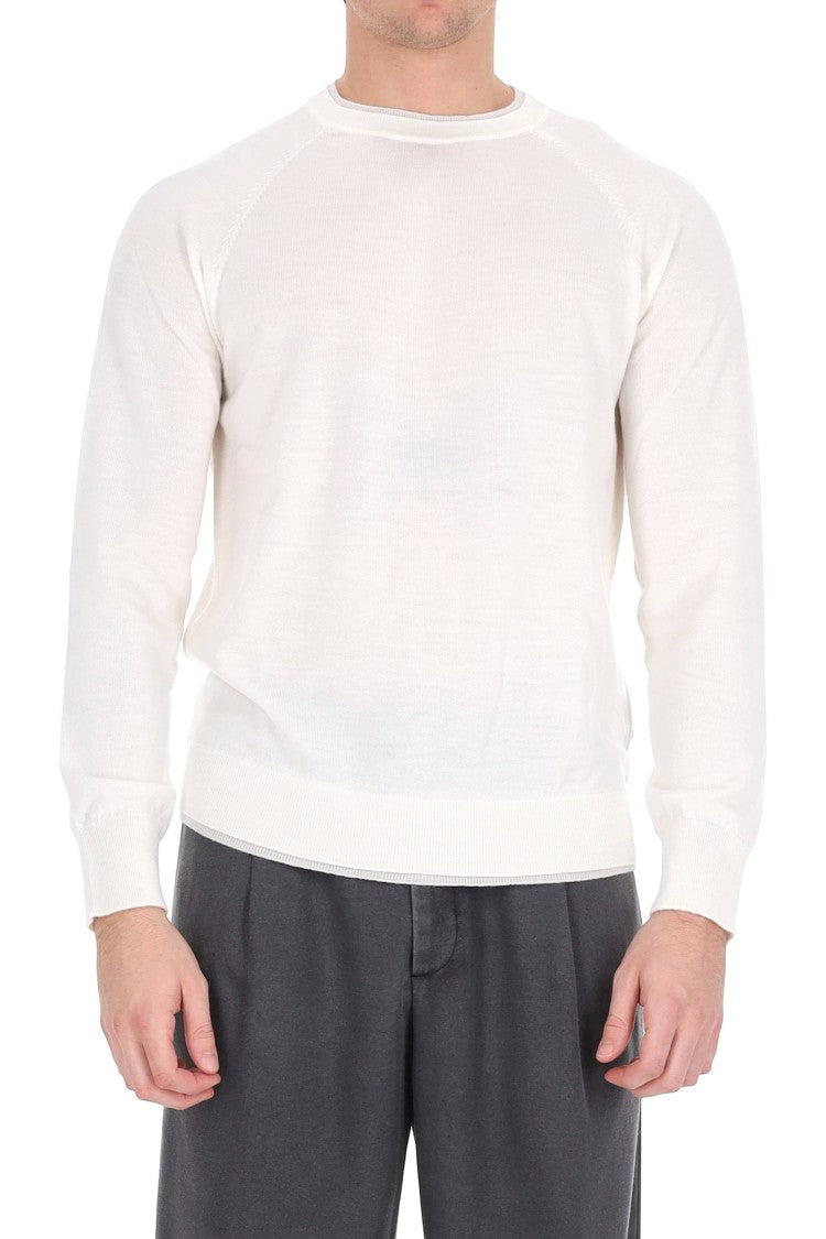 Eleventy Wool Crewneck Sweater With Double Trim