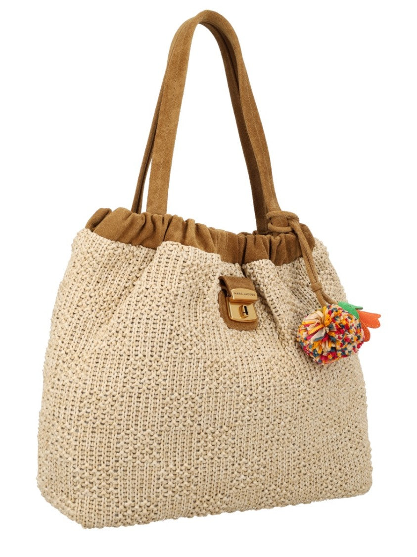 Marc Jacobs Neutrals Cristina Woven Pom-Pom Polyethylene Tote Bag