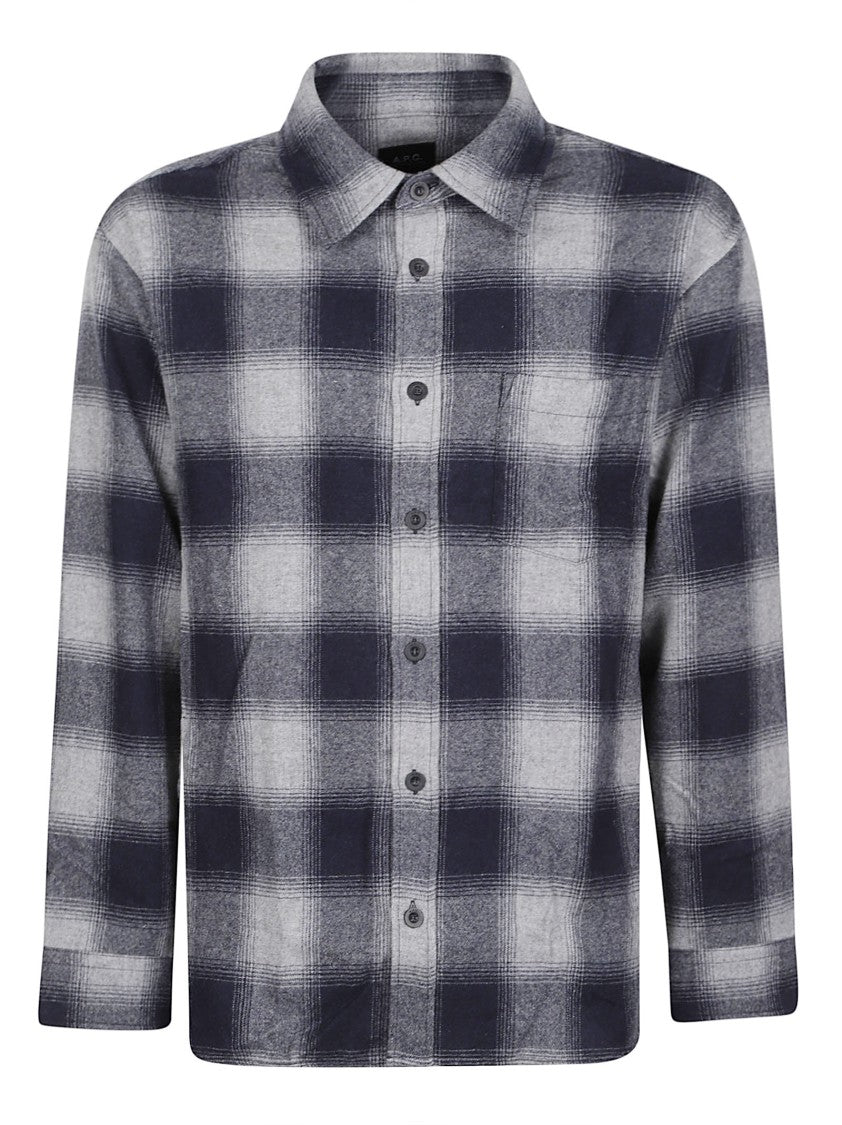 A.P.C. Malaury Plaid Button-Down Wool-Blend Casual Shirt