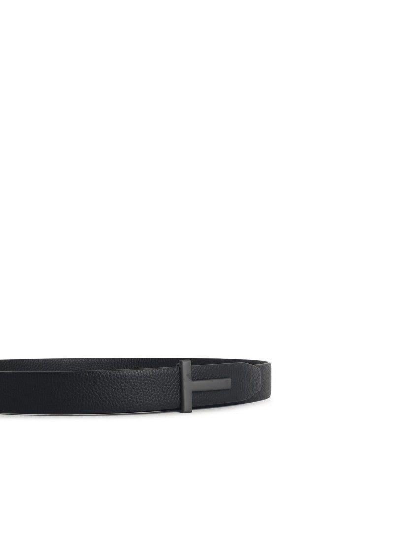Tom Ford 'T Icon' Black Leather Belt