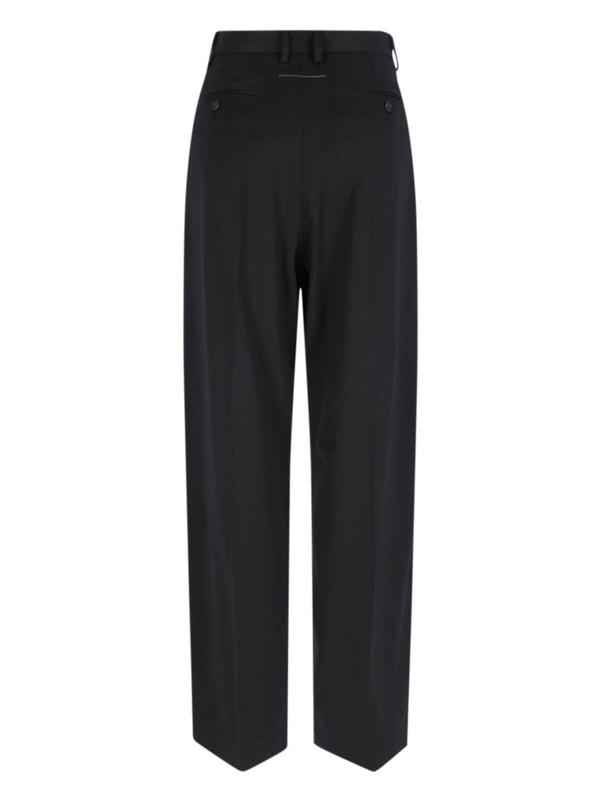 Mm6 By Maison Margiela High-Waisted Black Tailored Pants With Wide-Leg Silhouette