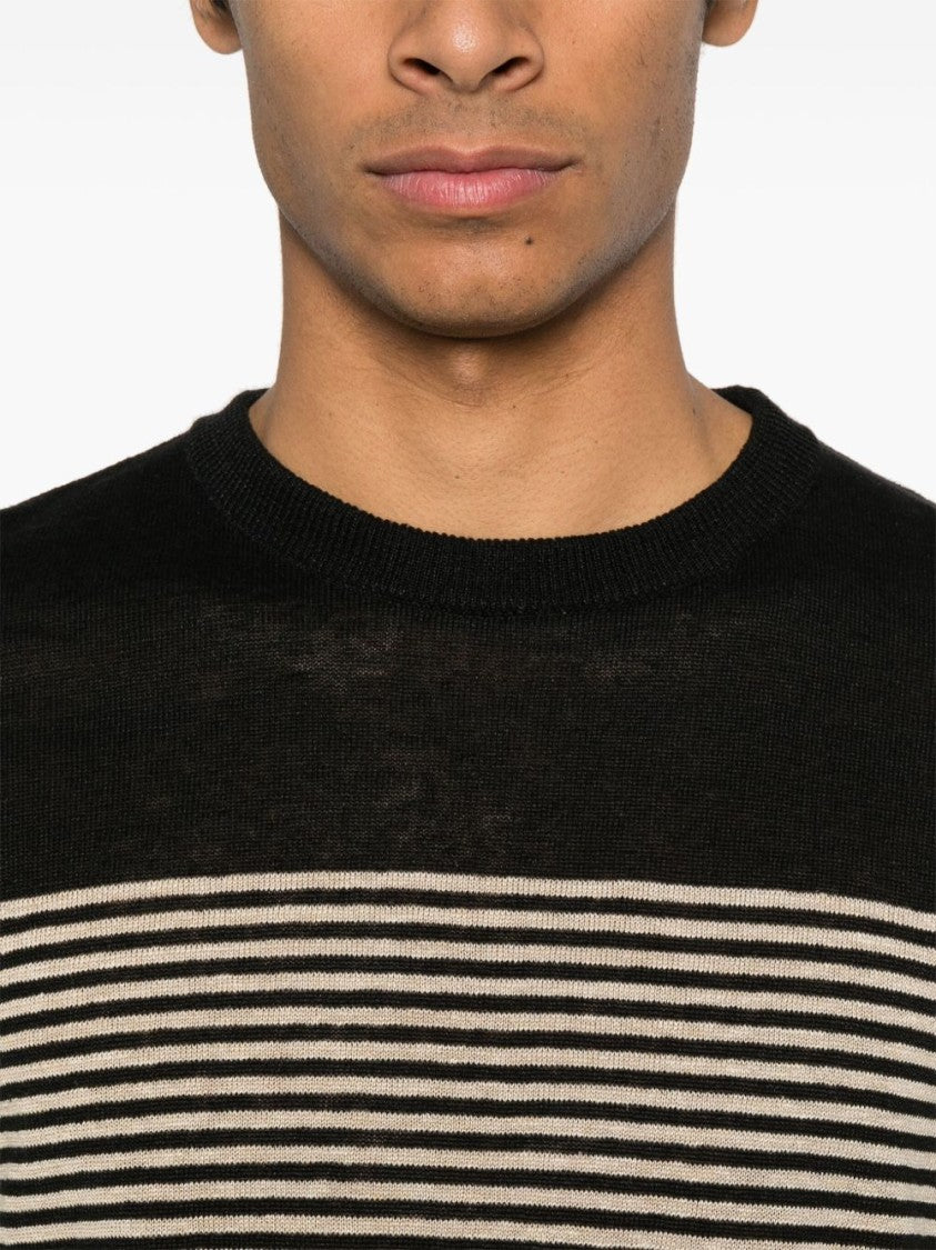 Lardini Striped Pattern Short-Sleeve Top
