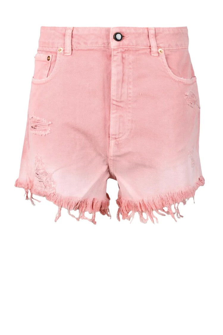 Semi Couture Pink Frayed Cotton Shorts