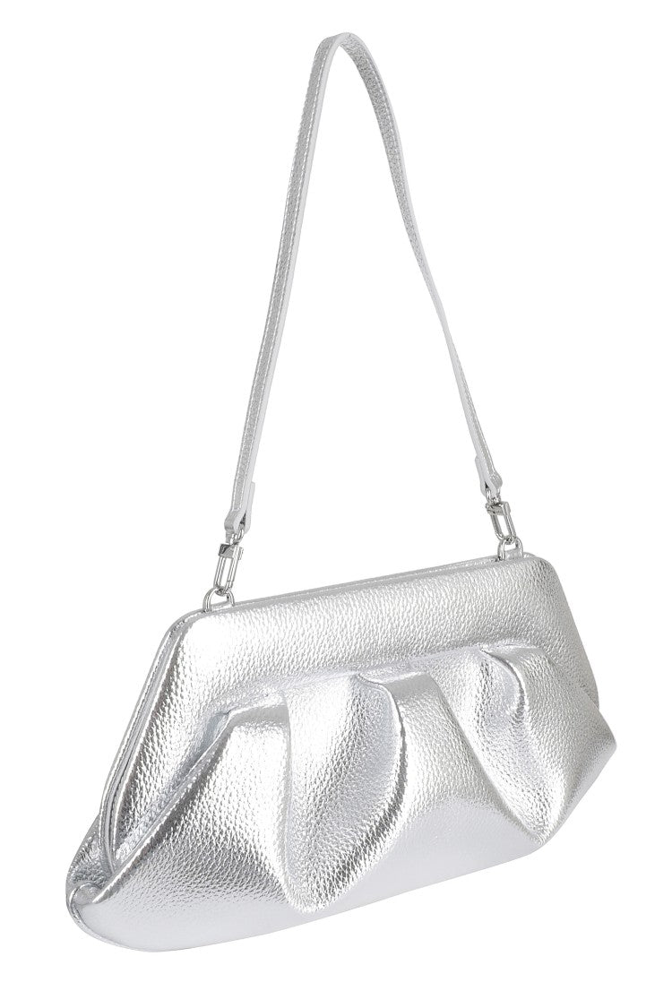 Themoirè Silver Bios Baguette Bottalato Curled Eco-Leather Shoulder Bag