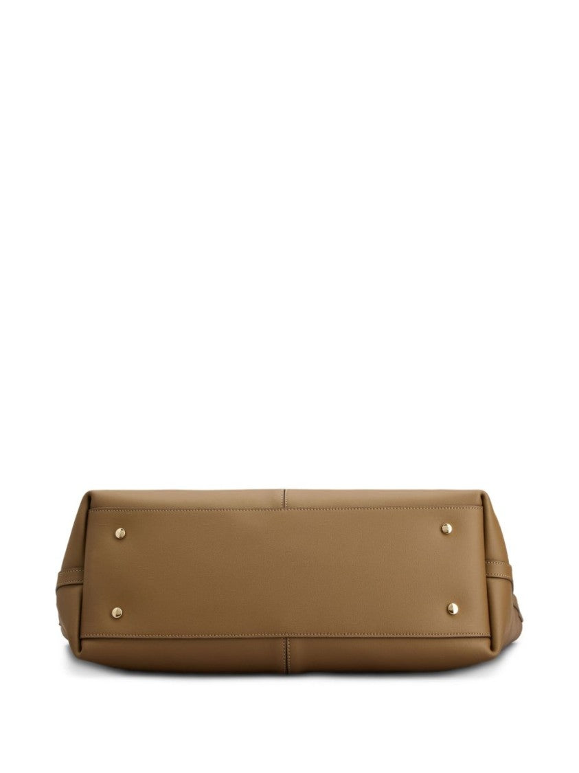 Tod's Tobacco Brown Smooth Gold Hardware Tote