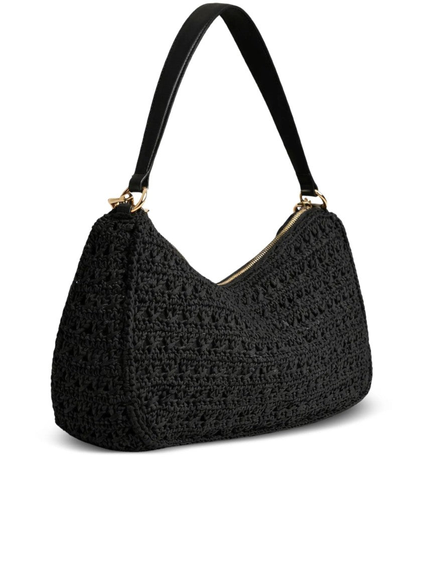 Twin-Set Black Crochet Rounded Shoulder Bag