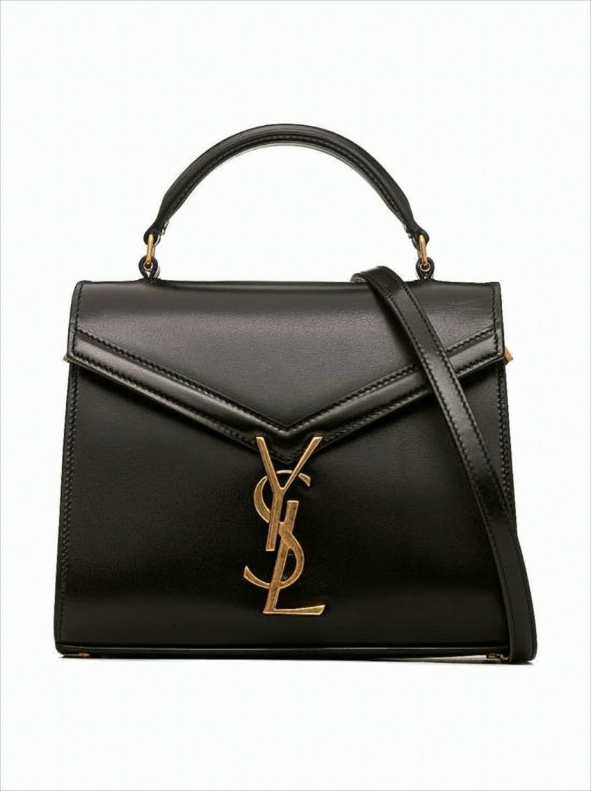 Saint Laurent Structured Black Cowhide Tote Bag