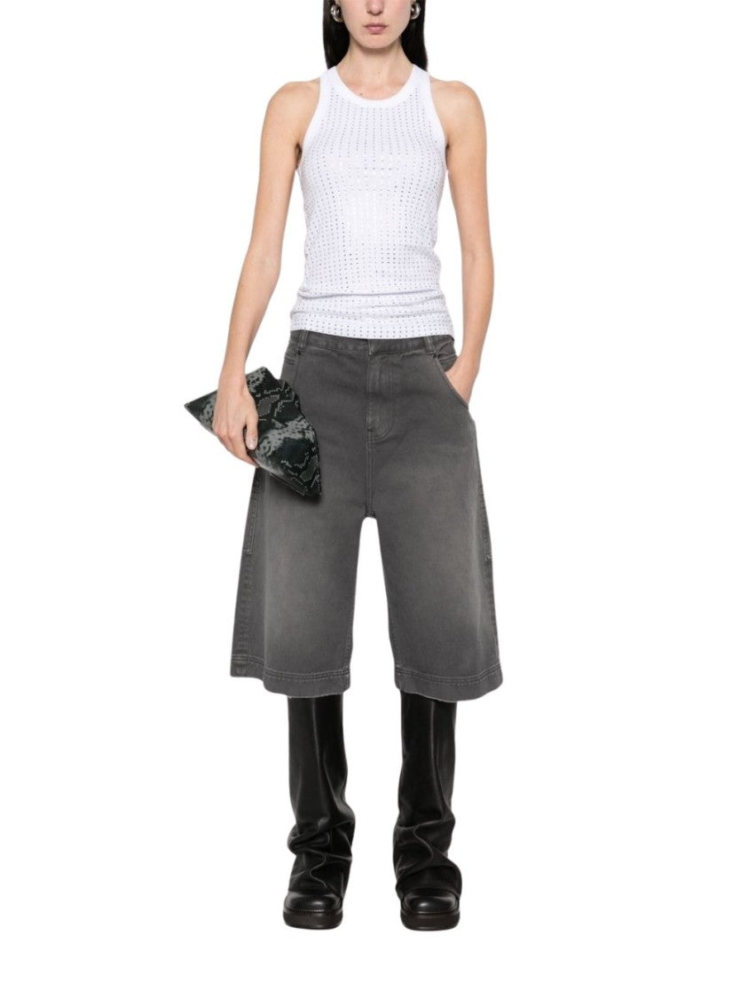 The Attico Ribbed Cotton Jersey Tank Top With Thermostrass Accent