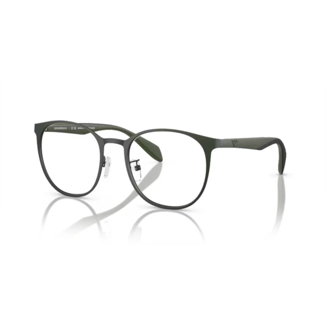Emporio Armani 1148 Vista Rounded Frame Metal Eyeglasses With Textured Temples