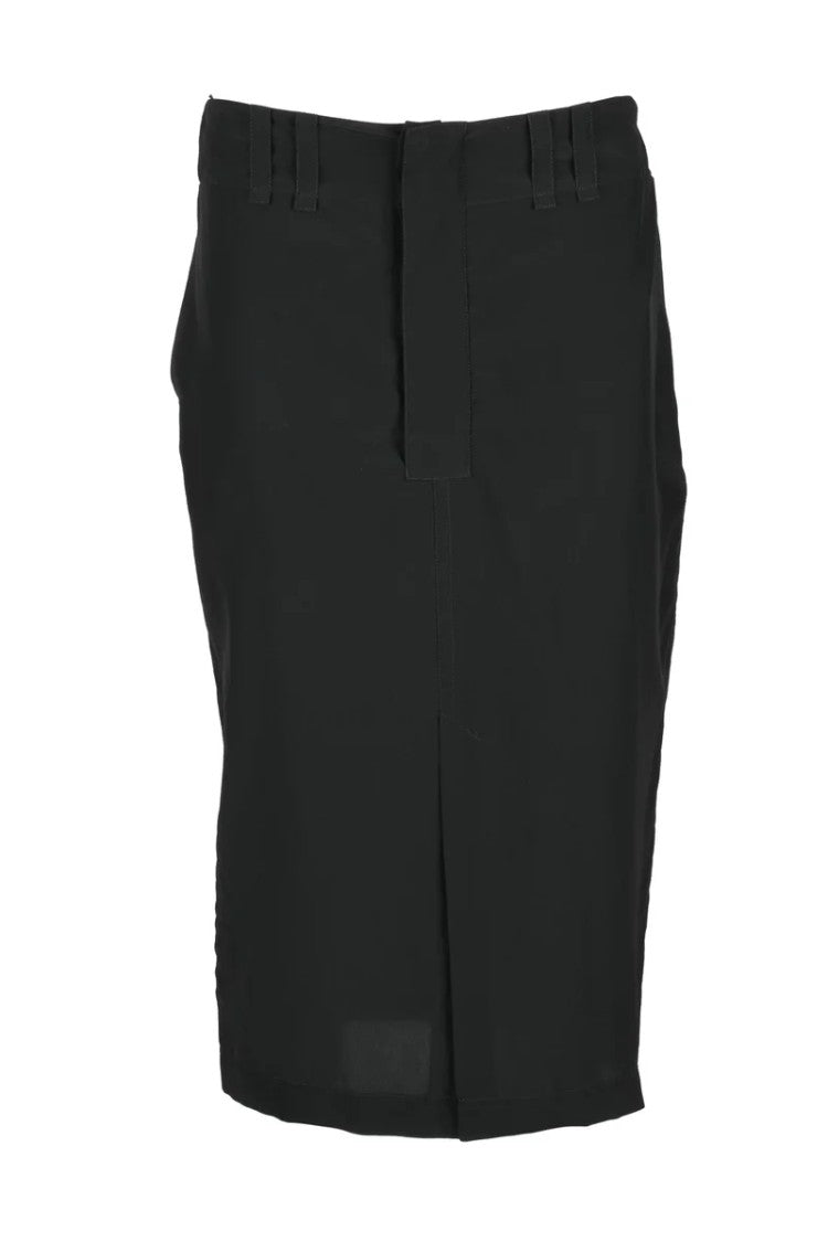Saint Laurent Silk Midi Skirt - Black