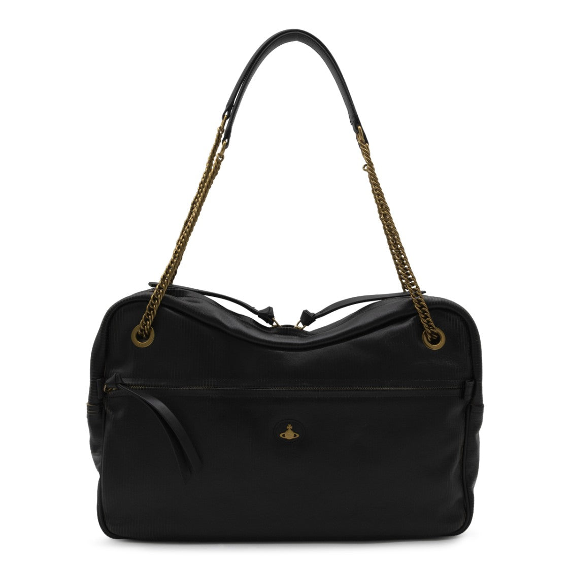 Vivienne Westwood Black Handbag With Gold-Tone Chain Accents And Emblem