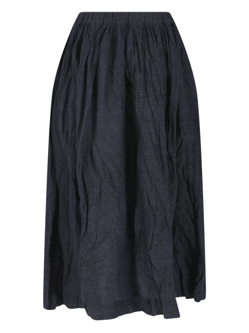 Daniela Gregis Grey Wool Elastic Waist Midi Skirt