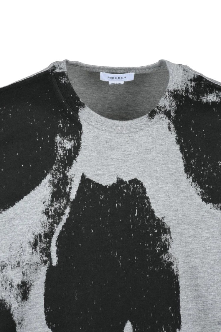 Alexander Mcqueen Black-Grey Skull Graphic Cotton T-Shirt