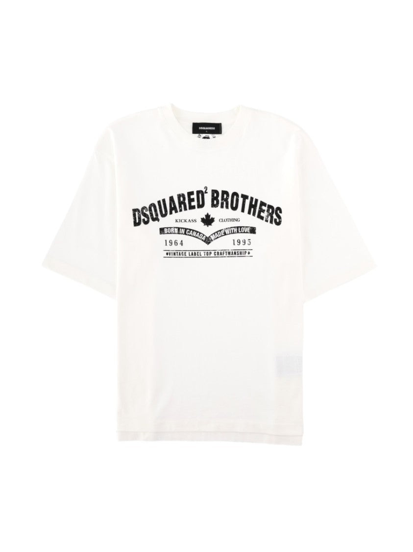 Dsquared2 Loose Fit Boxy Bold Print Cotton T-Shirt