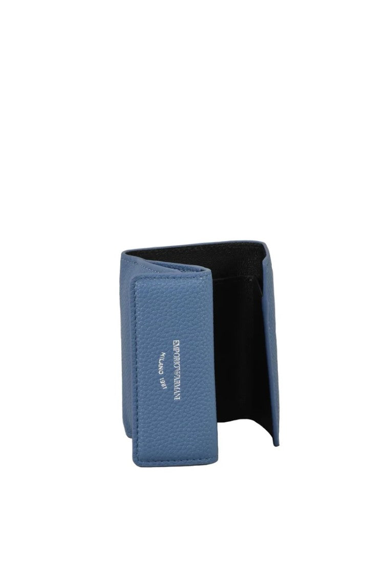 Emporio Armani Textured Leather Wallet With Fold-Over Flap And Embossed Branding