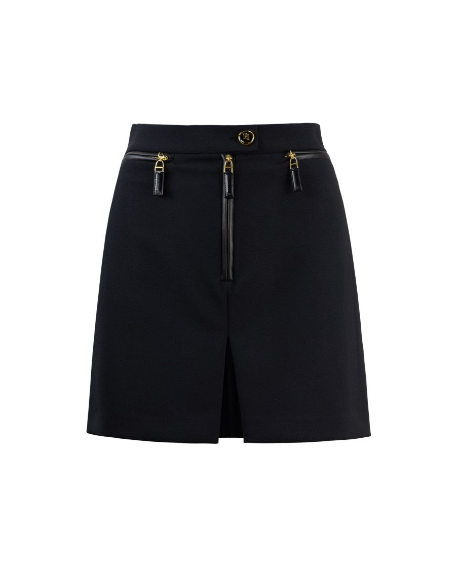 Elisabetta Franchi Black Double Crepe Skirt With Zip