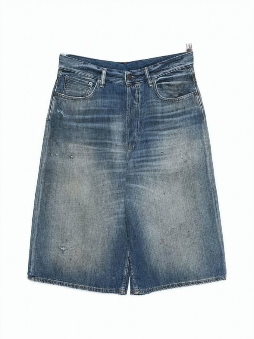 Acne Studios Faded Blue Denim Shorts With Relaxed Fit