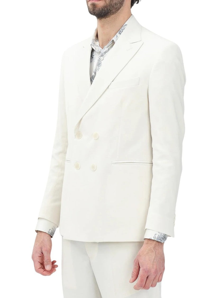 I M Brian White Polyester Viscose Elastane Double-Breasted Jacket
