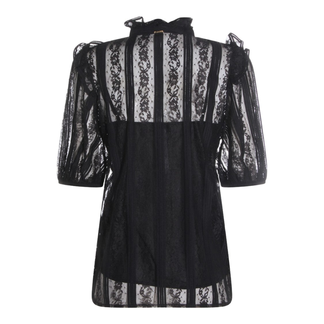 Twin-Set Fitted Black Top With High Neckline