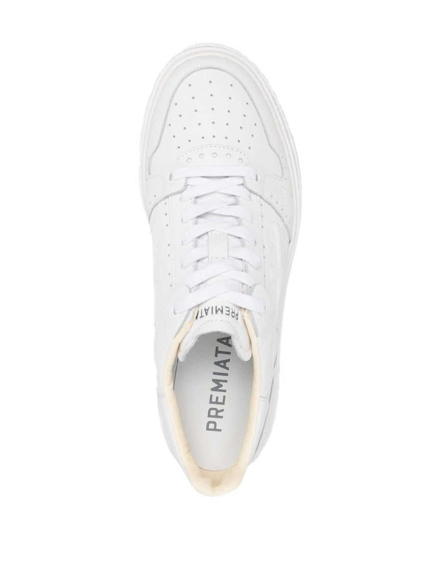 Premiata Low-Top Sneakers In White Synthetic Leather