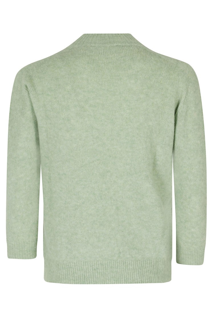 Roberto Collina Sage-Green Three-Quarter Sleeve Cashmere-Blend Turtleneck