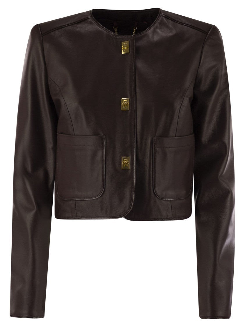 Elisabetta Franchi Leather Jacket With Vinyl Details