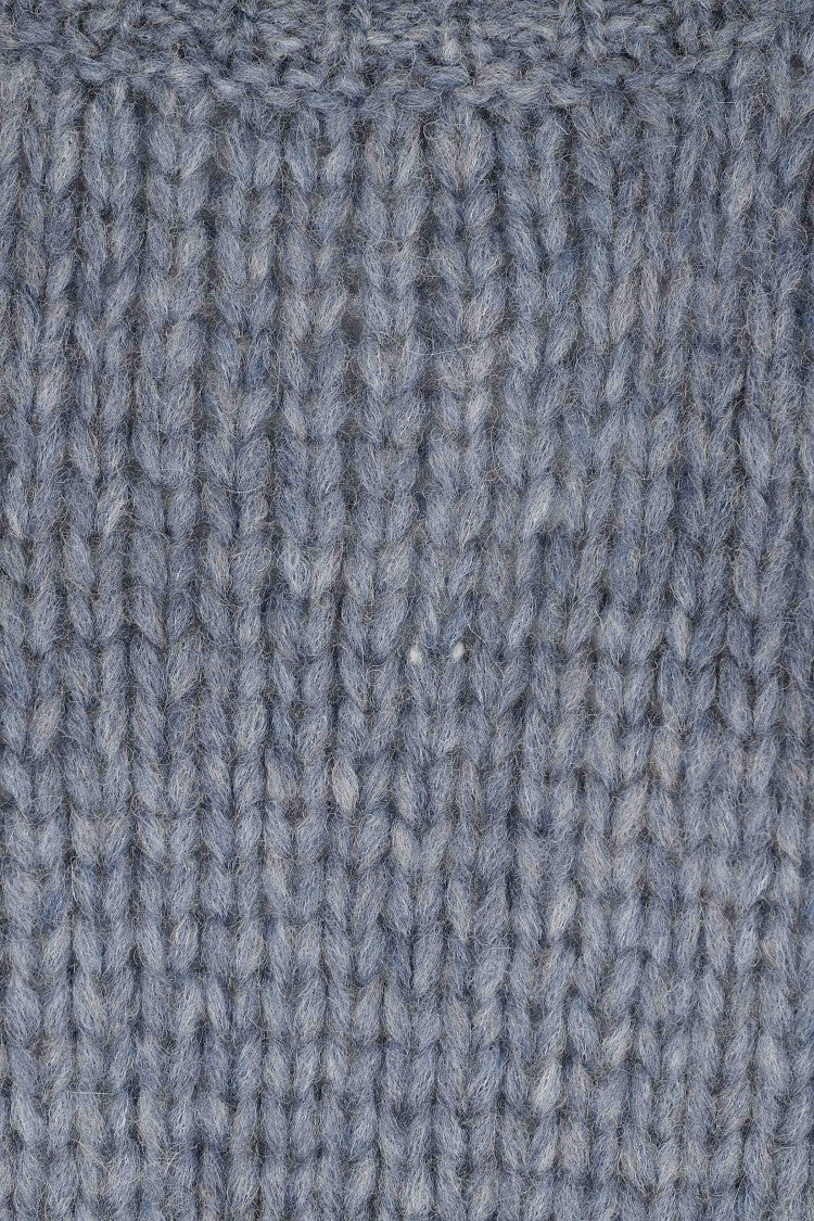 Roberto Collina Light Blue Chunky Knit Crew-Neck Sweater With Ribbed Trim