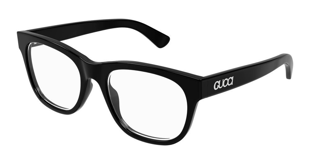 Gucci Black Glossy Acetate Finish Oversized Square Eyeglasses