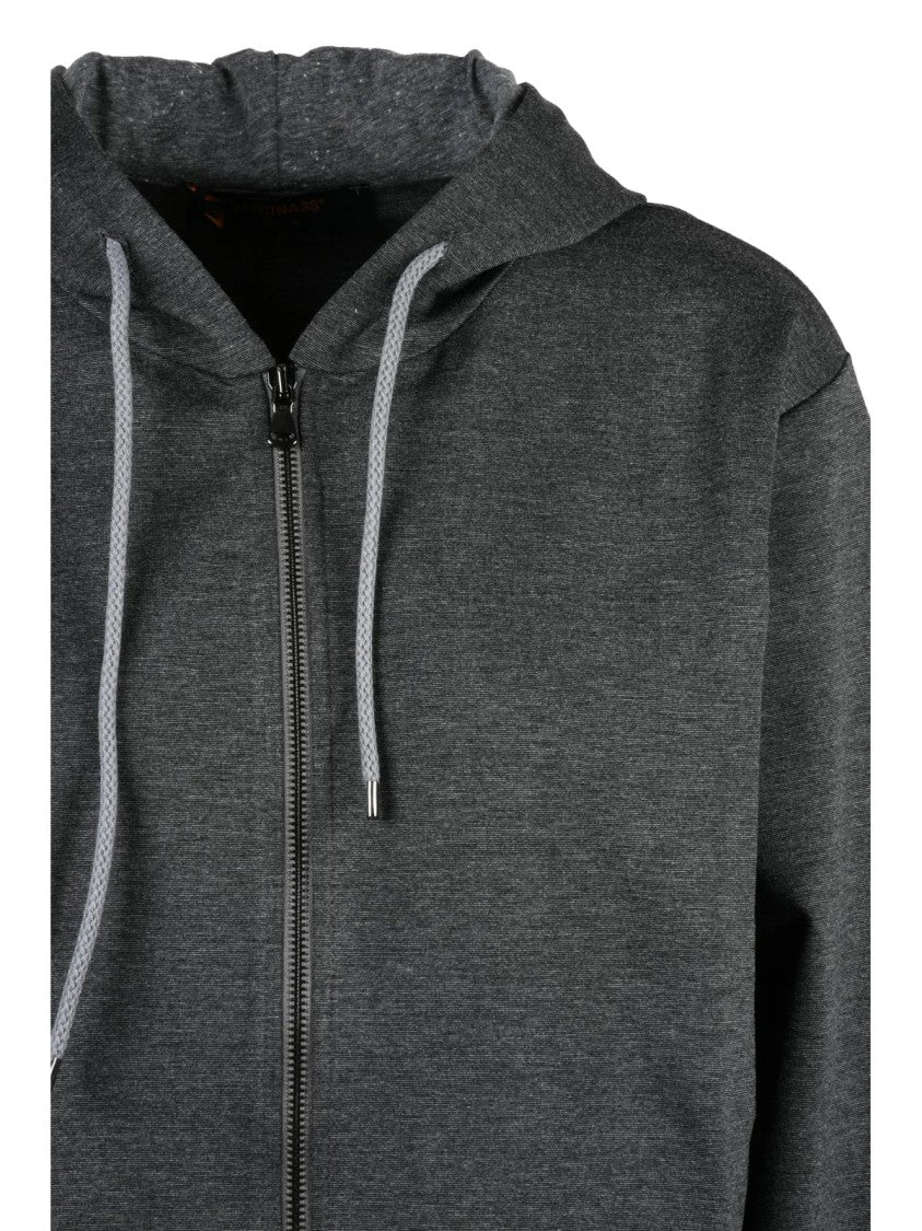 Officina 36 Grey Zip-Up Viscose-Blend Hoodie