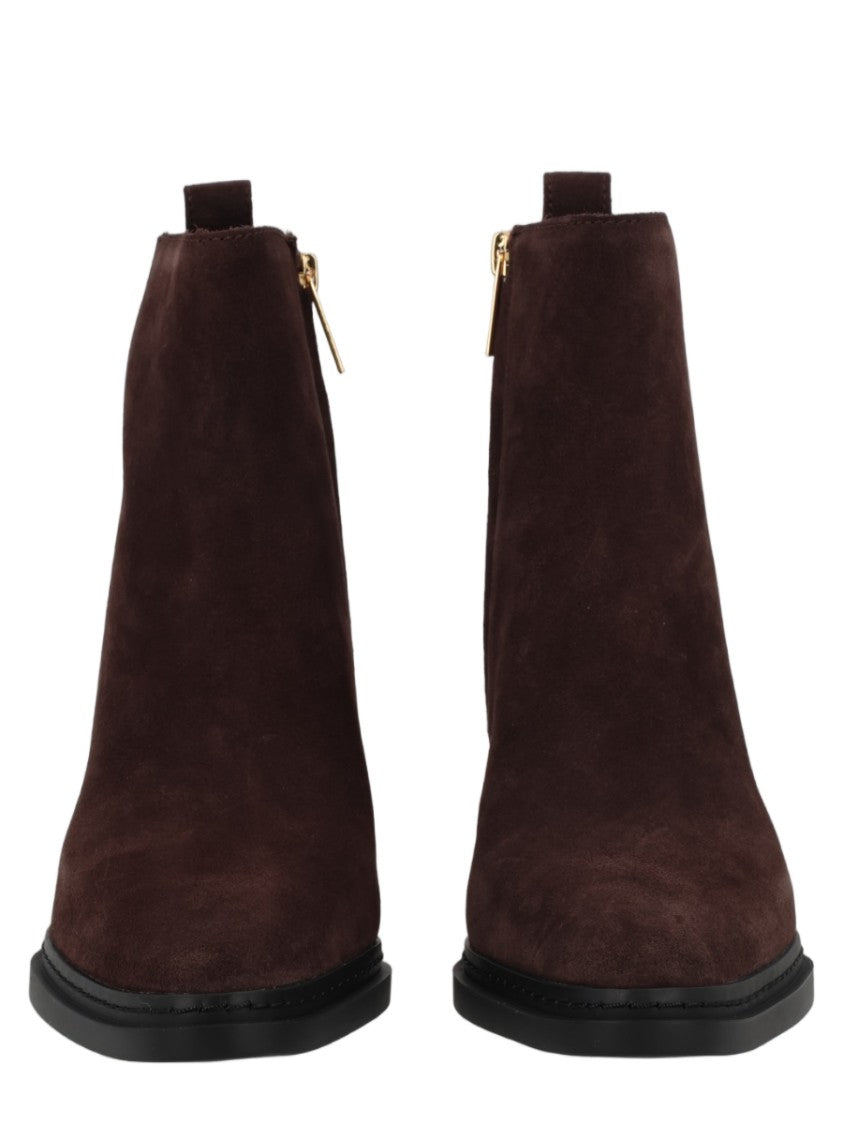 Michael Michael Kors Lex Dark Brown Suede Block Heel Ankle Boots