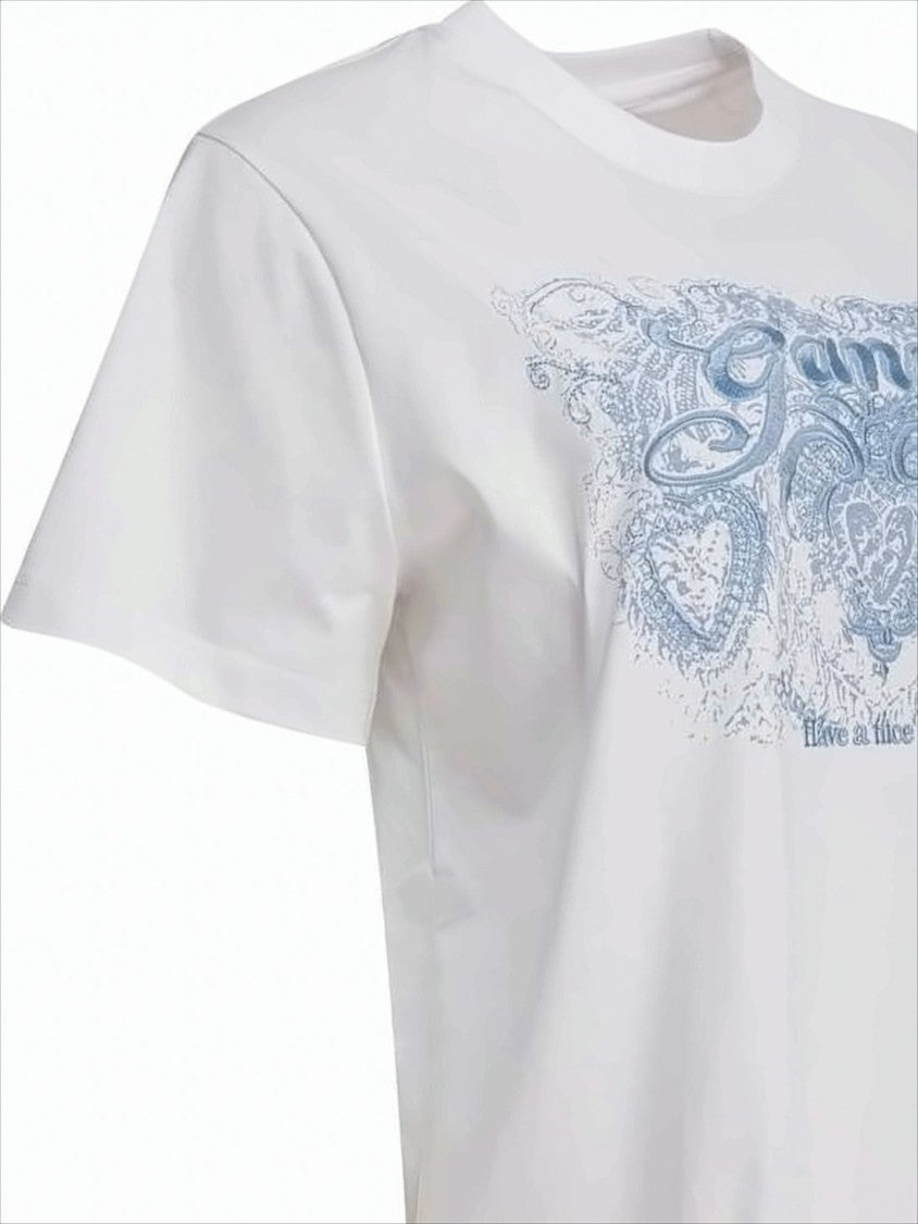 Ganni Relaxed Fit Short-Sleeved T-Shirt With Ornate Graphic Design