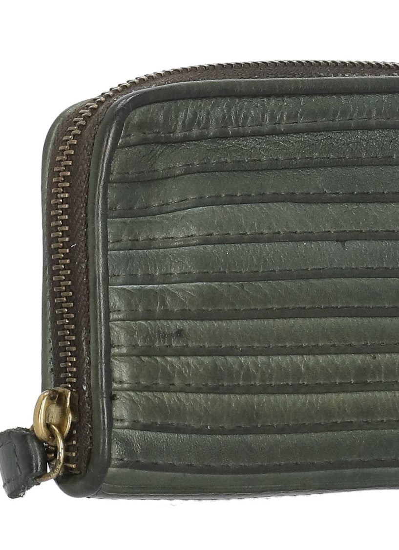 Majo Majo Green Leather Wallet With Zip-Around Fastening