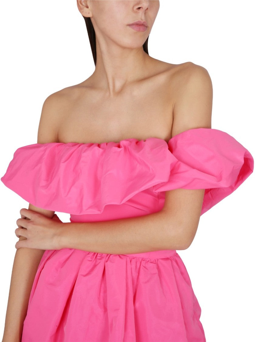 Msgm Voluminous Ruffled Off-Shoulder Mini Dress