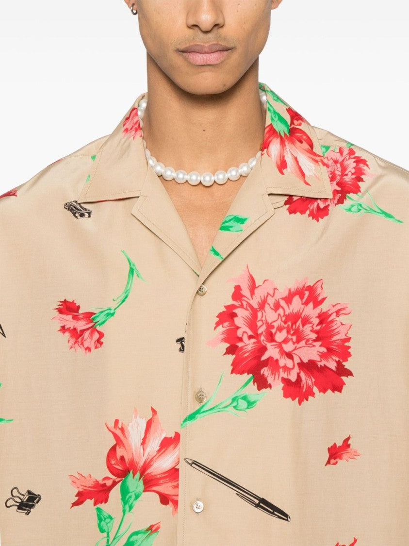 Moschino Sand Beige Camp Collar Shirt