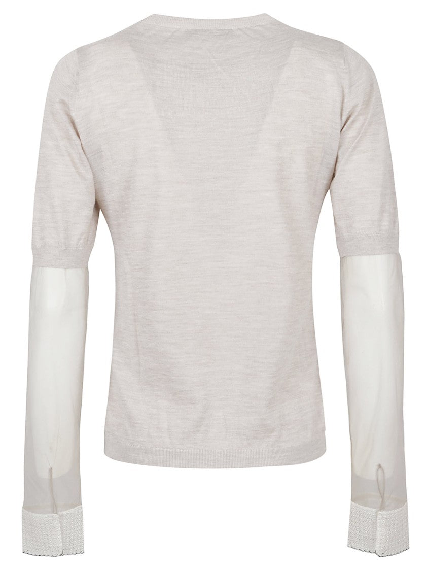 Fabiana Filippi Tulle Cashmere-Blend Short-Sleeve Top