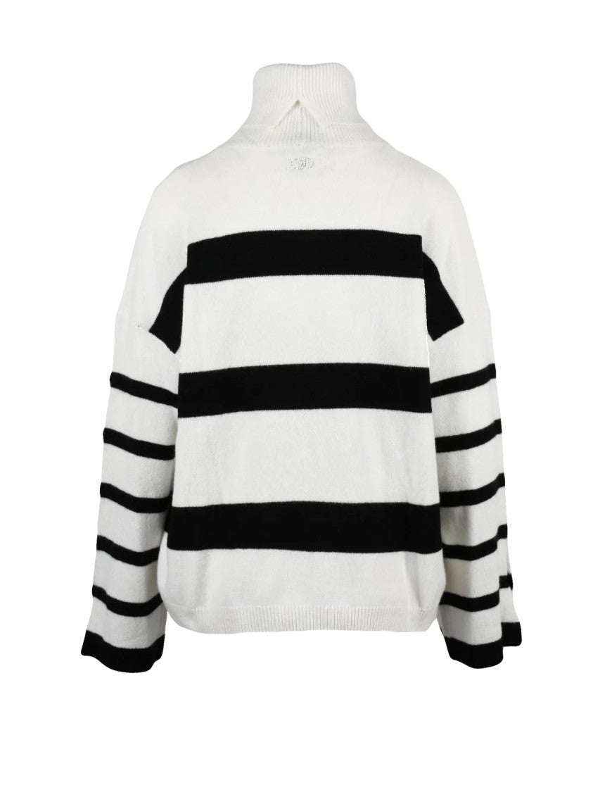 Liu Jo Turtleneck Sweater With Wide Sleeves And Bold Stripes