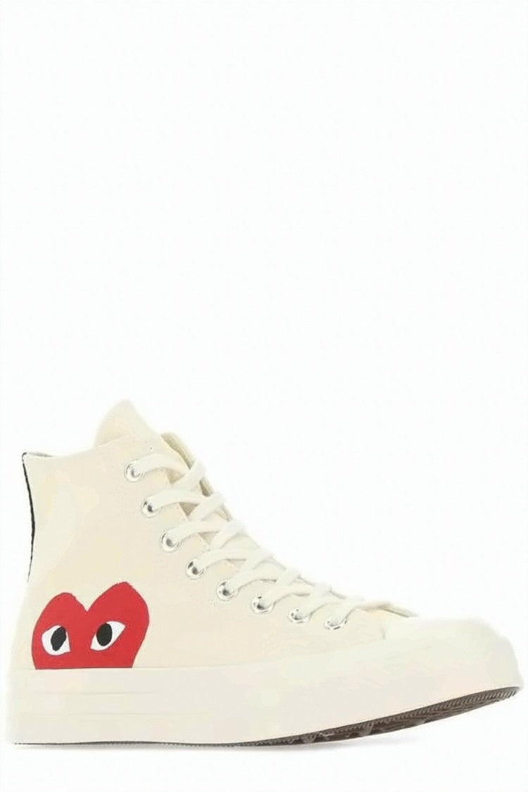 Comme Des Garçons High-Top Canvas Sneakers With Distinctive Heart Graphic