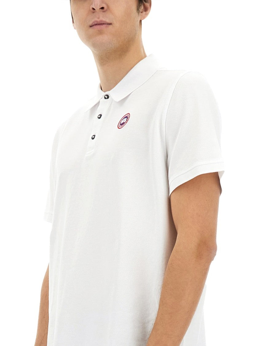 Canada Goose White Polo With Buttoned Placket And Logo Detail