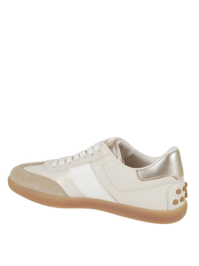 Tod's Beige Low-Top Sneakers With Gold Accents