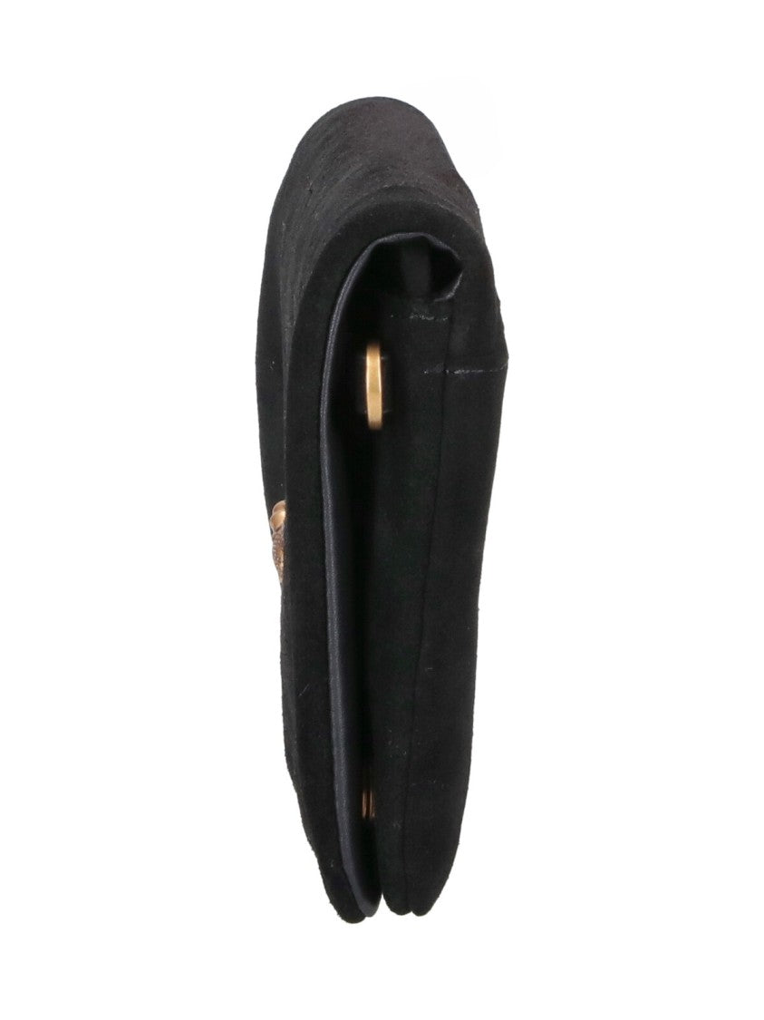 Pinko Black Love Click Soft Horizontal Suede Shoulder Bag