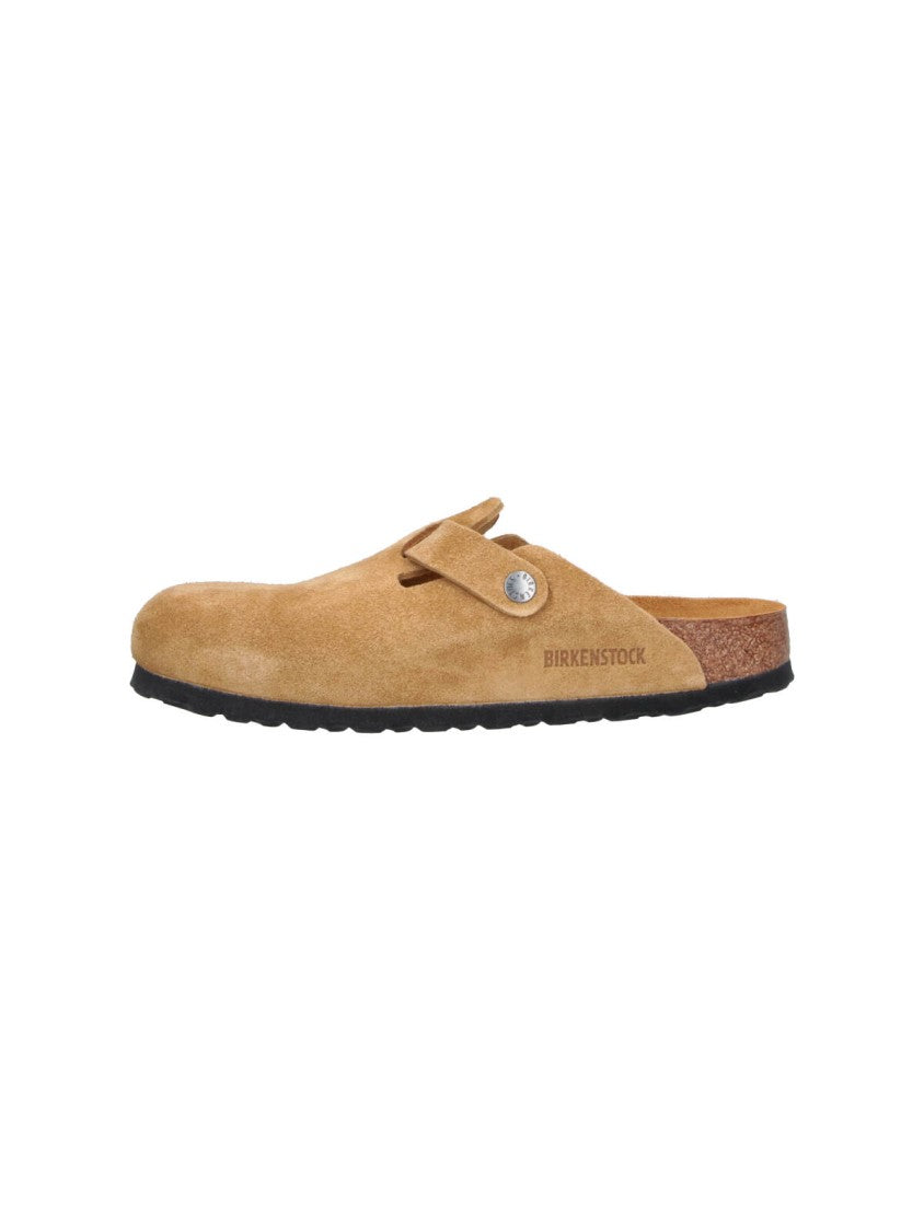 Birkenstock Beige Boston Calfskin Suede Mules