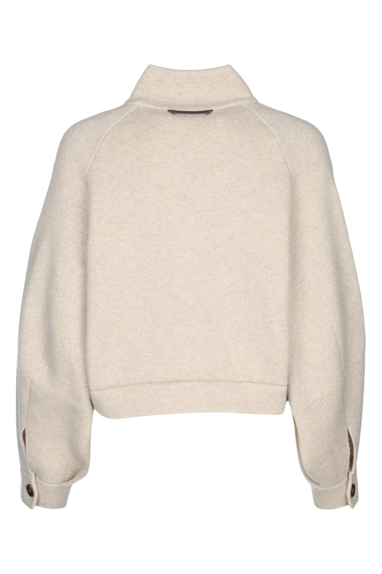 Brunello Cucinelli Cropped Cardigan Sweatshirt With High Collar