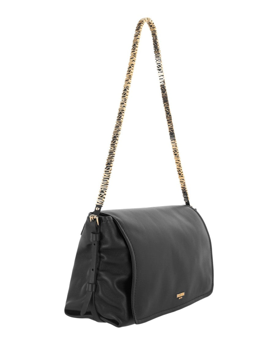 Moschino Heart Lock Leather Shoulder Bag
