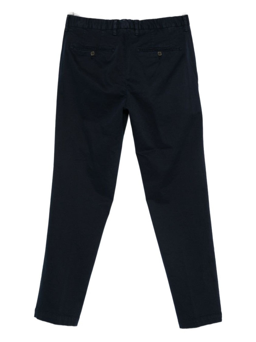 Myths Straight-Leg Tailored Trousers In Deep Blue Cotton Blend