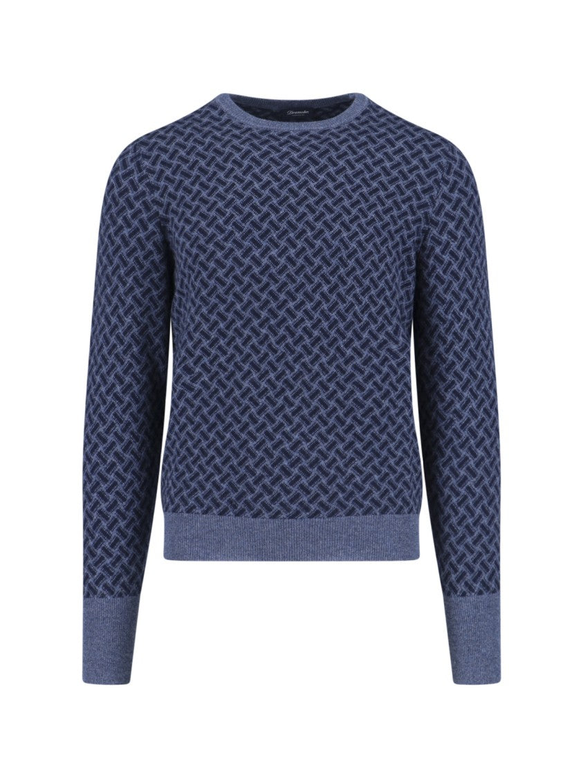 Drumohr Cashmere Sweater, Blue, Crew Neck, Long Sleeves